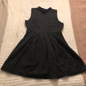 Black high neck floral lace pattern dress